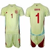 Men's Spain Team #1 David Raya 2024-25 Yellow Away Soccer Jersey Suit,baseball caps,new era cap wholesale,wholesale hats