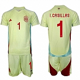 Men's Spain Team #1 Iker Casillas 2024-25 Yellow Away Soccer Jersey Suit,baseball caps,new era cap wholesale,wholesale hats