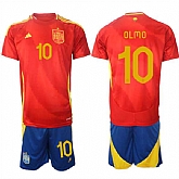 Men's Spain Team #10 Dani Olmo 2024-25 Red Home Soccer Jersey Suit,baseball caps,new era cap wholesale,wholesale hats