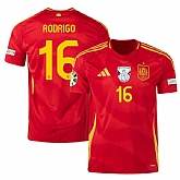 Men's Spain Team #16 Olivia Rodrigo Scarlet 2024 Home Soccer Jersey,baseball caps,new era cap wholesale,wholesale hats