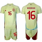 Men's Spain Team #16 Rodrigo 2024-25 Yellow Away Soccer Jersey Suit,baseball caps,new era cap wholesale,wholesale hats