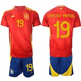 Men's Spain Team #19 Lamine Yamal 2024-25 Red Home Soccer Jersey Suit,baseball caps,new era cap wholesale,wholesale hats