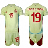 Men's Spain Team #19 Lamine Yamal 2024-25 Yellow Away Soccer Jersey Suit,baseball caps,new era cap wholesale,wholesale hats