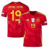 Men's Spain Team #19 Lamine Yamal Scarlet 2024 Home Soccer Jersey,baseball caps,new era cap wholesale,wholesale hats