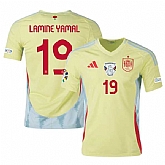 Men's Spain Team #19 Lamine Yamal Yellow 2024 Away Soccer Jersey,baseball caps,new era cap wholesale,wholesale hats