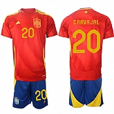 Men's Spain Team #20 Dani Carvajal 2024-25 Red Home Soccer Jersey Suit,baseball caps,new era cap wholesale,wholesale hats