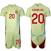 Men's Spain Team #20 Dani Carvajal 2024-25 Yellow Away Soccer Jersey Suit,baseball caps,new era cap wholesale,wholesale hats