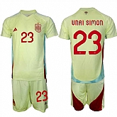 Men's Spain Team #23 Unai Simon 2024-25 Yellow Away Soccer Jersey Suit,baseball caps,new era cap wholesale,wholesale hats