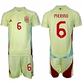 Men's Spain Team #6 Mikel Merino 2024-25 Yellow Away Soccer Jersey Suit,baseball caps,new era cap wholesale,wholesale hats