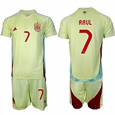 Men's Spain Team #7 Raul 2024-25 Yellow Away Soccer Jersey Suit,baseball caps,new era cap wholesale,wholesale hats