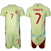 Men's Spain Team #7 alvaro Morata 2024-25 Yellow Away Soccer Jersey Suit,baseball caps,new era cap wholesale,wholesale hats