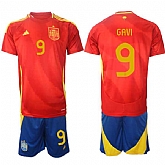 Men's Spain Team #9 Gavi 2024-25 Red Home Soccer Jersey Suit,baseball caps,new era cap wholesale,wholesale hats