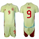 Men's Spain Team #9 Gavi 2024-25 Yellow Away Soccer Jersey Suit,baseball caps,new era cap wholesale,wholesale hats