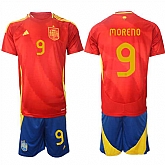 Men's Spain Team #9 Gerard Moreno 2024-25 Red Home Soccer Jersey Suit,baseball caps,new era cap wholesale,wholesale hats