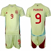 Men's Spain Team #9 Gerard Moreno 2024-25 Yellow Away Soccer Jersey Suit,baseball caps,new era cap wholesale,wholesale hats