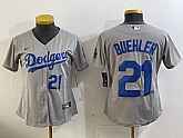 Women's Los Angeles Dodgers #21 Walker Buehler Number Grey Stitched Cool Base Nike Jerseys,baseball caps,new era cap wholesale,wholesale hats