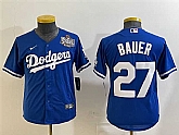 Women's Los Angeles Dodgers #27 Trevor Bauer Blue 2024 World Series Cool Base Stitched Jersey,baseball caps,new era cap wholesale,wholesale hats