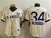 Women's Los Angeles Dodgers #34 Toro Valenzuela Cream 2024 City Connect Limited Stitched Baseball Jersey,baseball caps,new era cap wholesale,wholesale hats