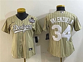 Women's Los Angeles Dodgers #34 Toro Valenzuela Cream 2024 World Series Cool Base Stitched Baseball Jersey,baseball caps,new era cap wholesale,wholesale hats