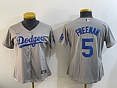 Women's Los Angeles Dodgers #5 Freddie Freeman Grey Cool Base Stitched Jersey,baseball caps,new era cap wholesale,wholesale hats