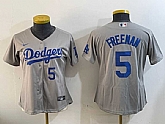 Women's Los Angeles Dodgers #5 Freddie Freeman Number Grey Cool Base Stitched Jerseys,baseball caps,new era cap wholesale,wholesale hats