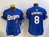 Women's Los Angeles Dodgers #8 Enrique Hernandez Blue 2024 Jackie Robinson Patch Limited Stitched Baseball Jersey,baseball caps,new era cap wholesale,wholesale hats