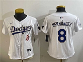 Women's Los Angeles Dodgers #8 Enrique Hernandez White 2024 Jackie Robinson Patch Limited Stitched Baseball Jersey,baseball caps,new era cap wholesale,wholesale hats