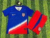 Youth American Team Custom 2024-25 Royal Away Soccer Jersey Suit,baseball caps,new era cap wholesale,wholesale hats