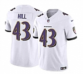 Men & Women & Youth Baltimore Ravens #43 Justice Hill White 2023 F.U.S.E. Vapor Limited Stitched Jersey,baseball caps,new era cap wholesale,wholesale hats