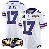 Men & Women & Youth Buffalo Bills #17 Josh Allen White 2023 F.U.S.E. AFC East Champions With 4-star C Ptach Stitched Jersey,baseball caps,new era cap wholesale,wholesale hats