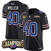 Men & Women & Youth Buffalo Bills #40 Von Miller Black 2023 F.U.S.E. AFC East Champions With 4-star C Ptach Stitched Jersey,baseball caps,new era cap wholesale,wholesale hats