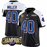 Men & Women & Youth Buffalo Bills #40 Von Miller Black White 2023 F.U.S.E. AFC East Champions With 4-star C Ptach Stitched Jersey,baseball caps,new era cap wholesale,wholesale hats