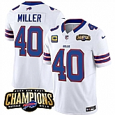 Men & Women & Youth Buffalo Bills #40 Von Miller White 2023 F.U.S.E. AFC East Champions With 4-star C Ptach Stitched Jersey,baseball caps,new era cap wholesale,wholesale hats