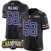 Men & Women & Youth Buffalo Bills #58 Matt Milano Black 2023 F.U.S.E. AFC East Champions With 4-star C Ptach Stitched Jersey,baseball caps,new era cap wholesale,wholesale hats