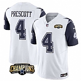 Men & Women & Youth Dallas Cowboys #4 Dak Prescott White Navy 2023 F.U.S.E. NFC East Champions Patch Stitched Jersey,baseball caps,new era cap wholesale,wholesale hats