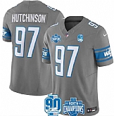 Men & Women & Youth Detroit Lions #97 Aidan Hutchinson Gray 2023 90th Anniversary North Division Champions Patch Limited Stitched Jersey,baseball caps,new era cap wholesale,wholesale hats