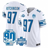 Men & Women & Youth Detroit Lions #97 Aidan Hutchinson White 2023 90th Anniversary North Division Champions Patch Limited Stitched Jersey,baseball caps,new era cap wholesale,wholesale hats