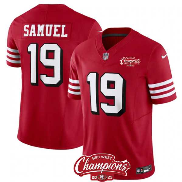 Men & Women & Youth San Francisco 49ers #19 Deebo Samuel Red 2023 F.U.S.E. NFC West Champions Patch Alternate Stitched Jersey