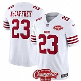 Men & Women & Youth San Francisco 49ers #23 Christian McCaffrey White 2023 F.U.S.E. NFC West Champions Patch Stitched Jersey,baseball caps,new era cap wholesale,wholesale hats