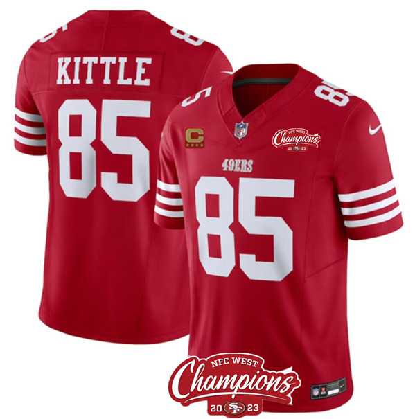 Men & Women & Youth San Francisco 49ers #85 George Kittle Red 2023 F.U.S.E. With 4-star C Ptach And NFC West Champions Patch Stitched Jersey