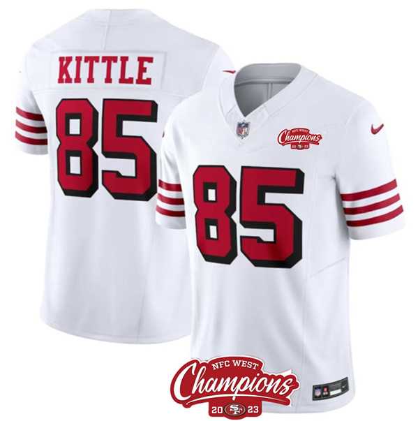 Men & Women & Youth San Francisco 49ers #85 George Kittle White 2023 F.U.S.E. NFC West Champions Patch Alternate Stitched Jersey