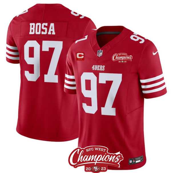 Men & Women & Youth San Francisco 49ers #97 Nick Bosa Red 2023 F.U.S.E. With 2-star C Ptach And NFC West Champions Patch Stitched Jersey