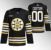 Men's Boston Bruins Custom Black With Rapid7 Patch 100th Anniversary Stitched Jersey