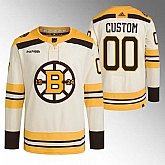 Men's Boston Bruins Custom Cream With Rapid7 Patch 100th Anniversary Stitched Jersey