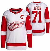 Men's Detroit Red Wings #71 Dylan Larkin White Stitched Jersey Dzhi
