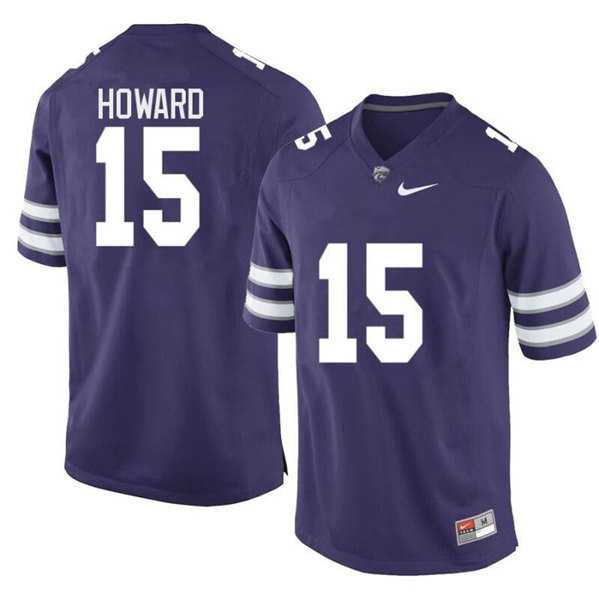 Men's Kansas State Wildcats #15 Will Howard Purple Limited Stitched Jersey Dzhi