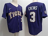 Men's LSU Tigers #3 ylan Crews Purple 2023 Stitched Baseball Jersey Dzhi,baseball caps,new era cap wholesale,wholesale hats