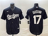 Men's Los Angeles Dodgers #17 Shohei Ohtani Black Cool Base Stitched Jersey,baseball caps,new era cap wholesale,wholesale hats