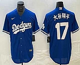 Men's Los Angeles Dodgers #17 Shohei Ohtani Blue Japanese Name Cool Base Jersey,baseball caps,new era cap wholesale,wholesale hats