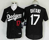Men's Los Angeles Dodgers #17 Shohei Ohtani Number Black Stitched Cool Base Nike Jersey,baseball caps,new era cap wholesale,wholesale hats